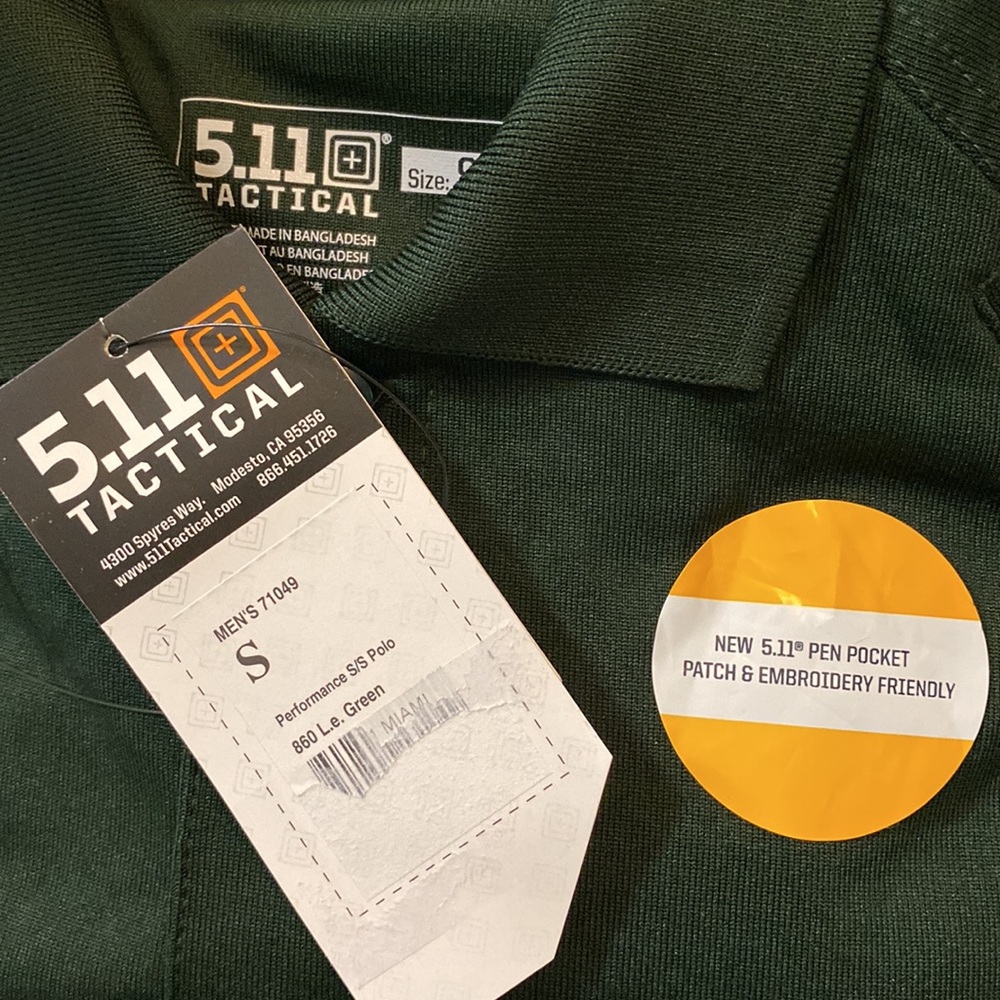 5.11 Tactical men’s performance shirt sleeve polo (71049) Green Small NEW - Picture 11 of 11